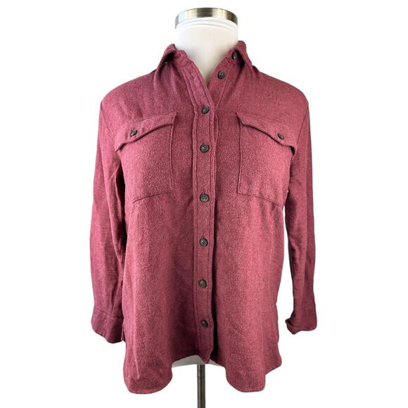 Madewell Flannel Flap Pocket Oversized Ex Boyfriend Shirt Dusty Burgundy Small - Picture 13 of 13